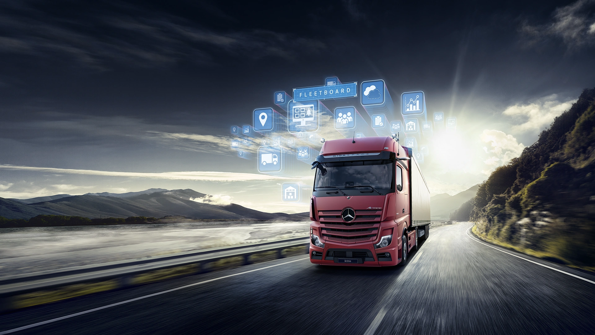 Mercedes-Benz veok teel sõitmas