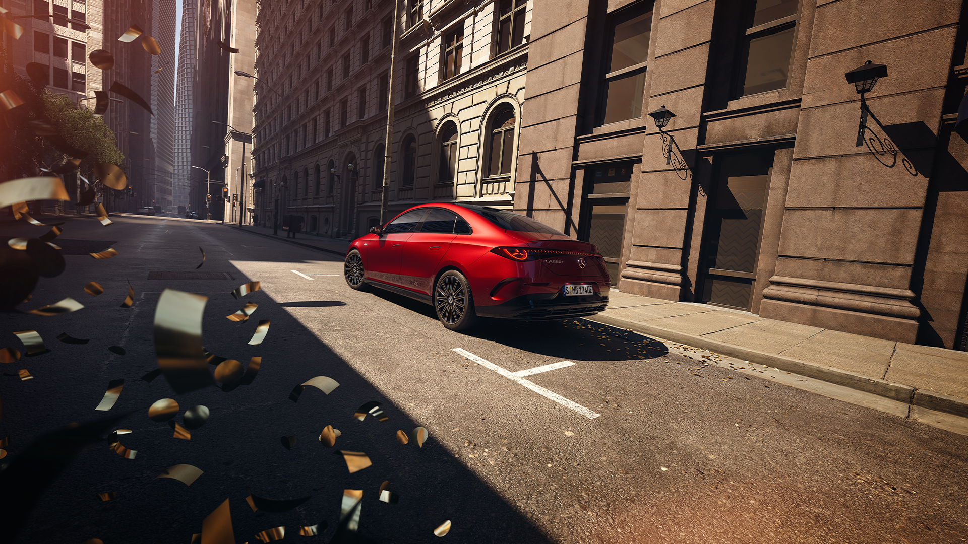 Mercedes-Benz CLA tagavaates sõitmas tänaval