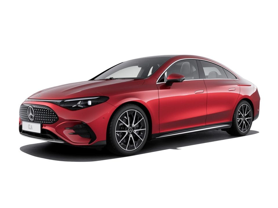 Punane Mercedes-Benz CLA külgvaates